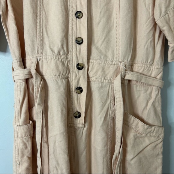 Madewell Light Pink Button Front Belted Utility Jumpsuit - Picture 6 of 10